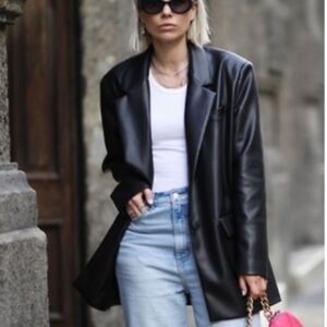 Rebecca Minkoff Black Faux Leather Blazer